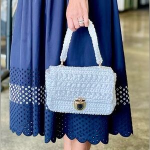 Elegant Handcrafted White Crochet Bag,